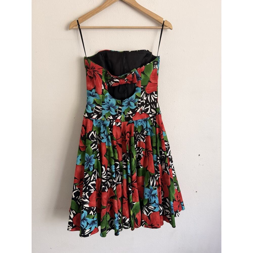Vintage A.J. BARI Tropical Floral Strapless Midi Dress 8 Puffy Crinoline - Picture 2 of 6